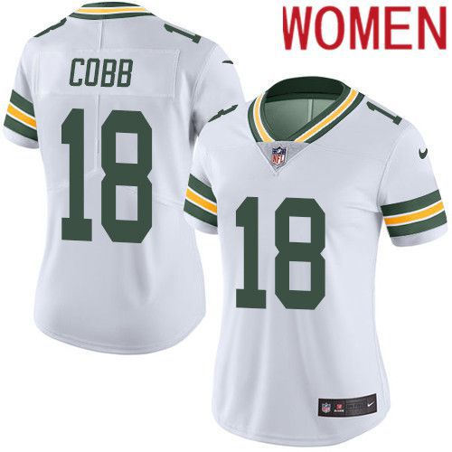 Women Green Bay Packers #18 Randall Cobb White Nike Vapor Limited NFL Jersey